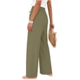 thumbnail image 6 of YIFUNIN Women's Casual Solid Color Loose Pants with Pockets, Fashion Comfort Trousers for Daily Outfits, Relaxed Fit Streetwear Style,Army Green L, 6 of 6