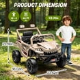 thumbnail image 4 of 12V Ride On Cars for Kids, Kids Ride on Toys with Remote Control, Dinosaur Kids UTV Cars, 4 Wheel Suspension Electric Vehicle with Bluetooth, Music, LED, Ideal Gift for Boys Girls 2-4, Khaki, 4 of 9