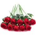 thumbnail image 3 of Morttic 12pcs Artificial Rose Flowers Long Stem Fake Silk Roses for DIY Wedding Bouquet Table Centerpiece Home Decor,Red, 3 of 6
