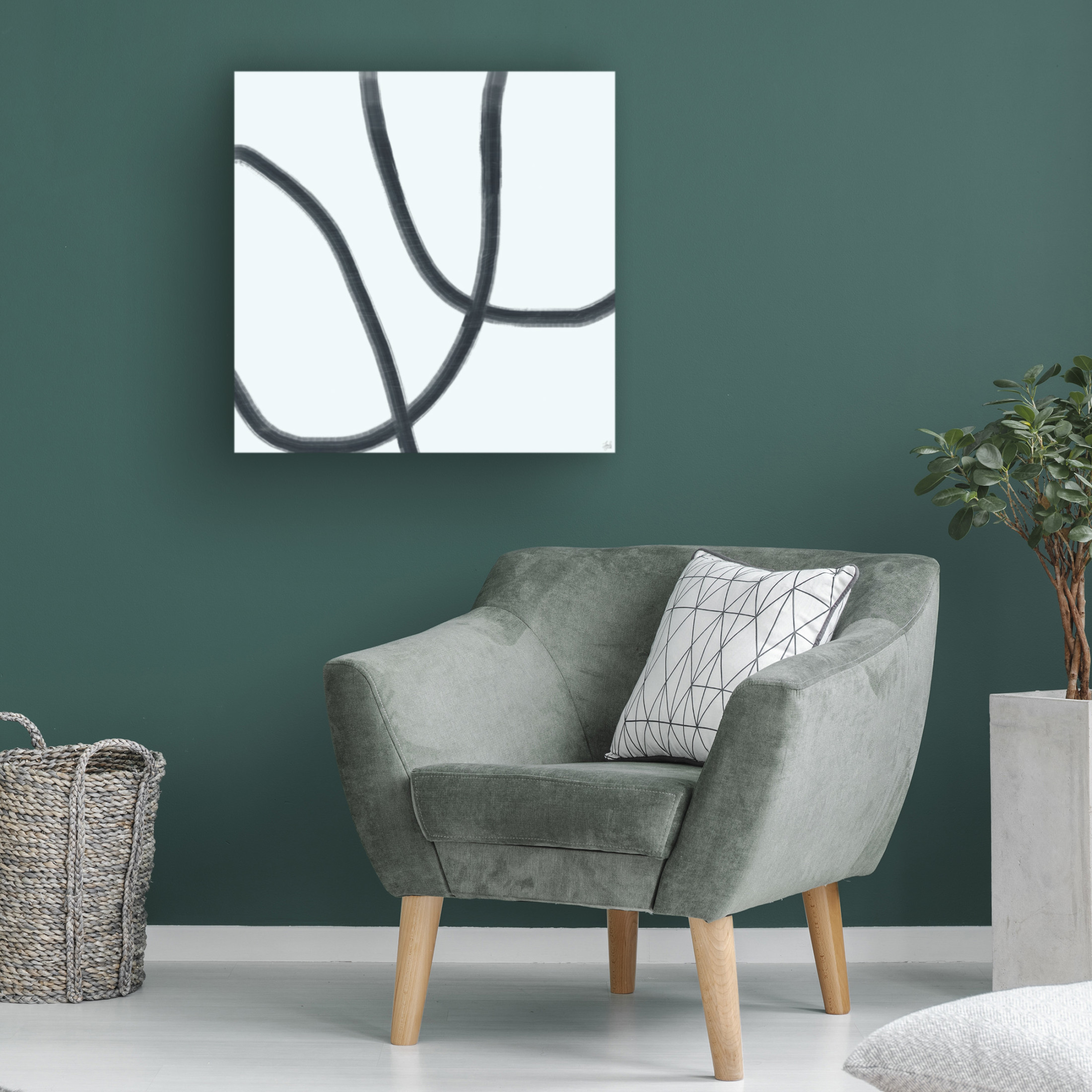 Canvas Wall Art - Line and Brush 'Single Wanderings 4' Wall Art for Living Room, Bedroom, or Office Décor by Trademark Fine Art - 18 x 18 Inches