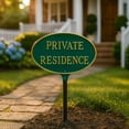 thumbnail image 5 of 8.5" x 13" Standard Oval Private Residence Statement Plaque Sign with Lawn Stake - Green/Gold, 5 of 6
