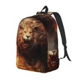 thumbnail image 1 of Disketp Cool Fire Lion print Canvas Backpack Lightweight Travel Daypack Student Rucksack Laptop Backpack-Medium, 1 of 5