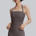 thumbnail image 5 of hoksml Women's Halter Neck Open Back Yoga Top, Ruched Waist Asymmetrical Hem Workout Tank Top with Built-in Bra, 5 of 6