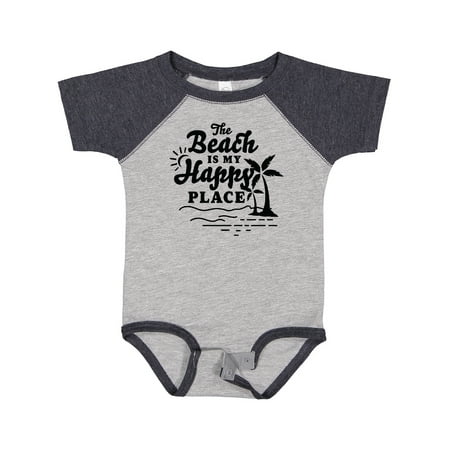 

Inktastic The Beach is My Happy Place with Palm Trees Gift Baby Boy or Baby Girl Bodysuit
