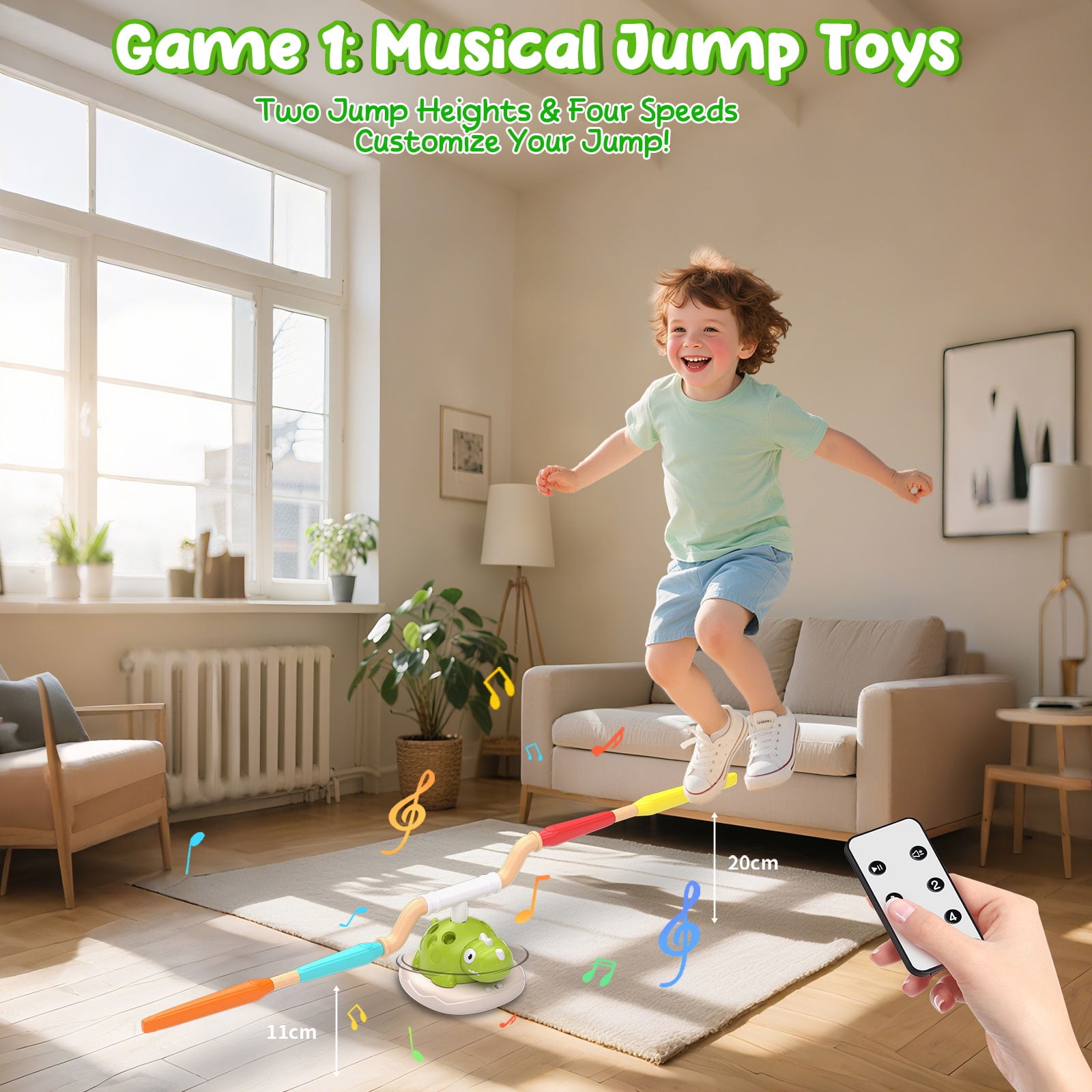 iFLOVE 3 in 1 Outdoor Toys for Kids - Rocket Game / Rope Jump Machine / Ring Toss Game, Garden Sports Toys for Boys Girls Ages 3 and up Birthday Gift