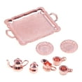 thumbnail image 3 of Kokiya 8 Pieces Dollhouse Miniature Tea Set Doll House Accs Playset Model for 1/12 Teahouse Dining BJD Doll Parts Decor rose gold, 3 of 9