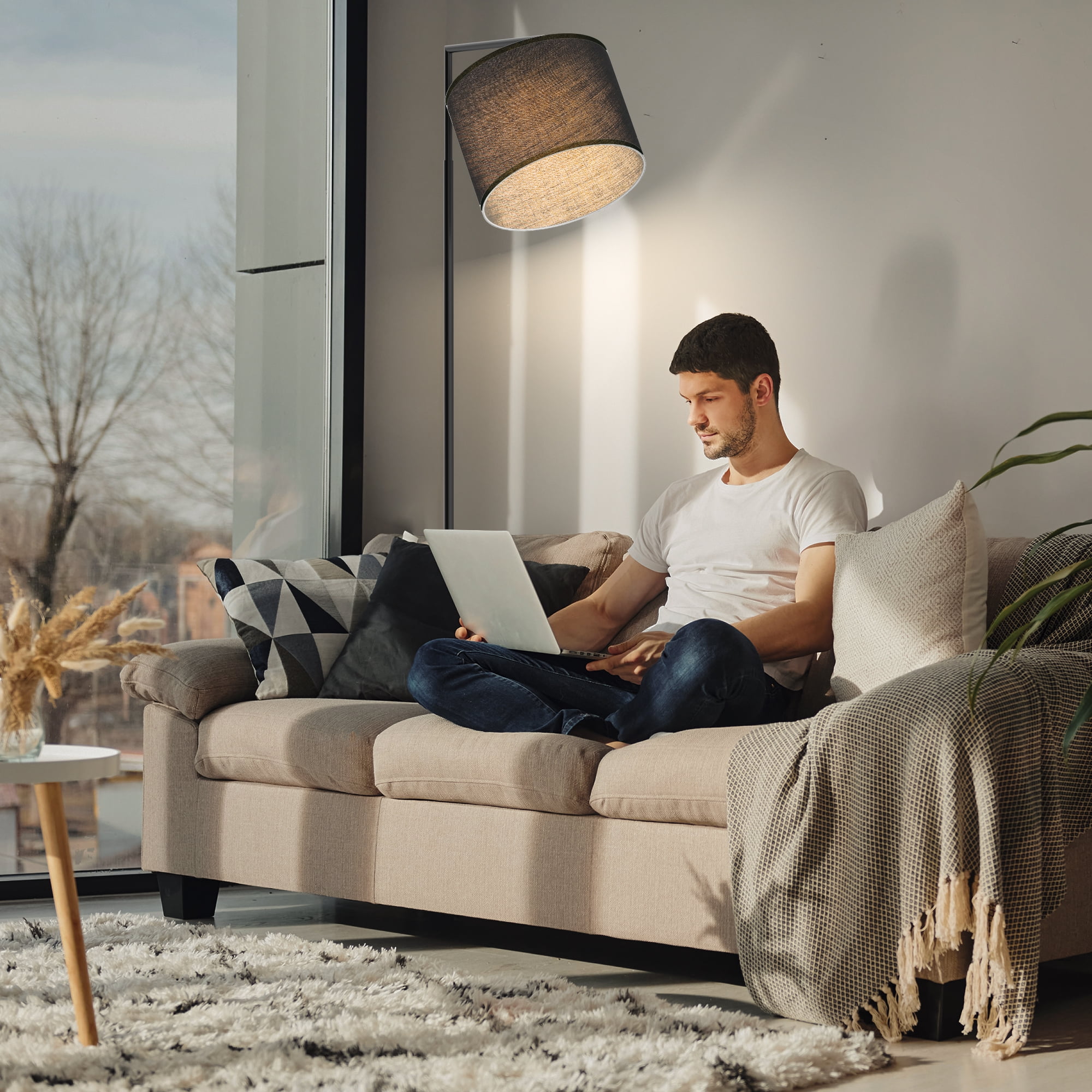64'' Arched/Arc Floor Lamp with Remote Control and Bulb Included
