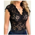 thumbnail image 4 of Women Ladies Summer Lace Blouse Transparent Shirts Tops, 4 of 5