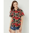 thumbnail image 3 of SSLR Womens Hawaiian Shirts Floral Blouses Short Sleeve Button Down Shirts, 3 of 7