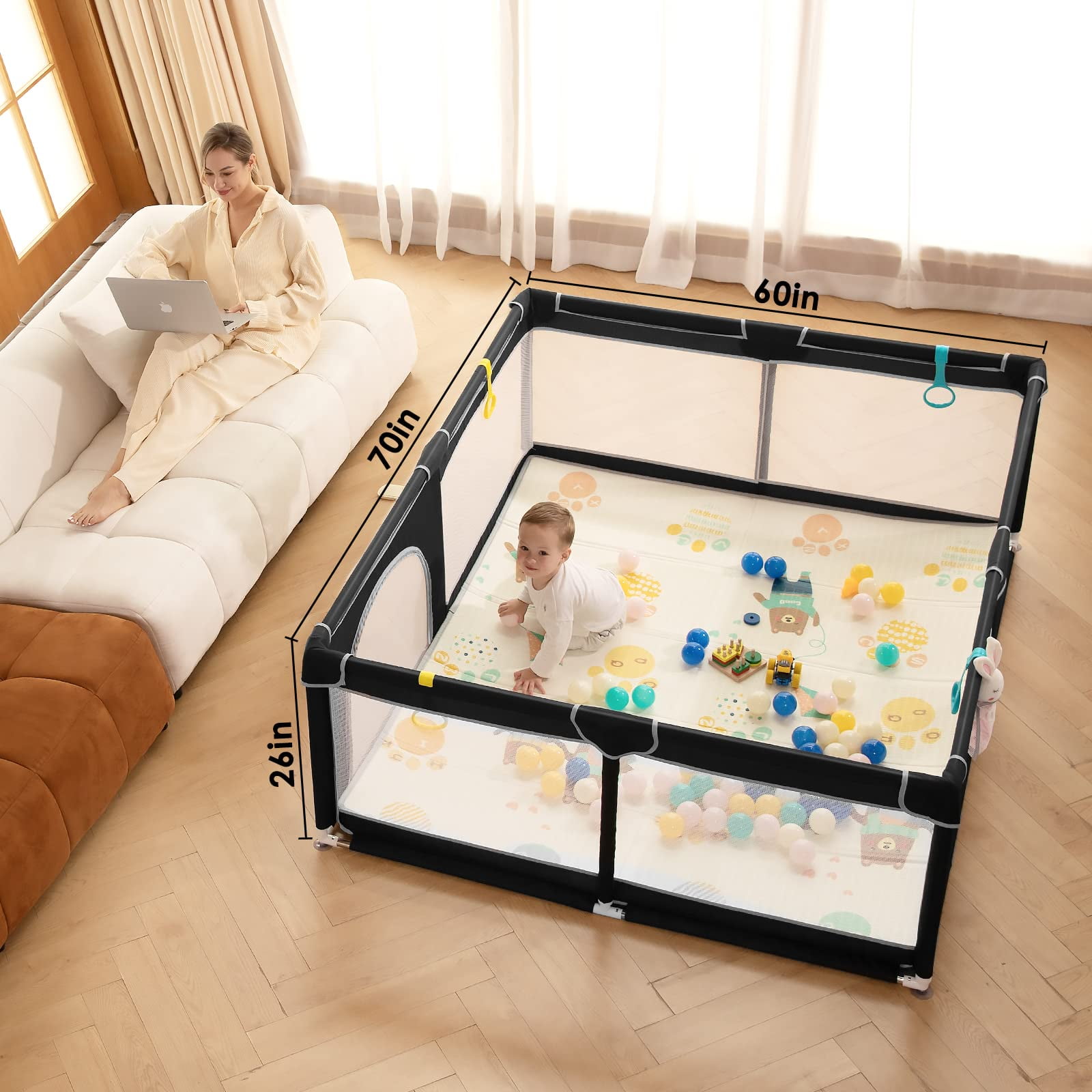 Adjustable Size Baby Gate Mloong Extra Large Baby Playpen 59x59