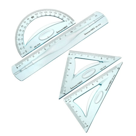 Uxcell 15cm Ruler Math Set Flexible Rulers with Protractor 4 in 1 set