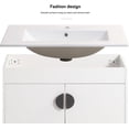thumbnail image 3 of Bathroom Vanity with Top and Sink, Modern Single Vanity with 2 Soft-Close Doors and Open Shelf, Solid Wood Bathroom Cabinet White Ceramic Basin, 3 of 8