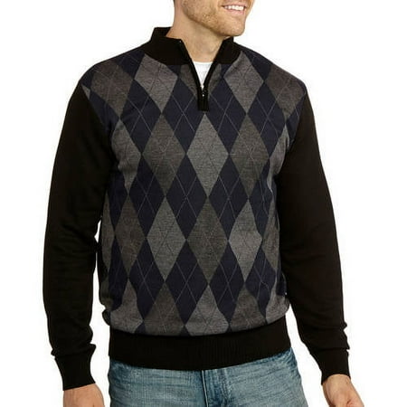 ^^big Men's 1/4 Zip Mock Neck Sweater