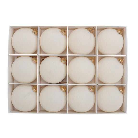 12 Pcs 2.36IN Velvet Christmas Balls Bulk Shatterproof Ornaments for Xmas Tree Decorations, Vintage Flocked Hanging for Holiday Party Home Decor Wreath and Garland