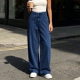 thumbnail image 2 of FRSASU Jeans for Women Wide Leg Baggy Jeans High Waist Casual Loose Boyfriends Trousers Vintage Streetwear Dark Blue, 2 of 6