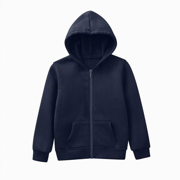 Ccpelsie Boys Zip Hoodies Waffle Knit Kids Long Sleeve Hooded Sweatshirts Fall Winter Tops Coat(Navy,4-5 Years)