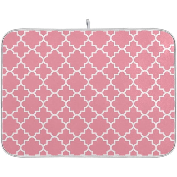 Super Absorbent Dish Drying Mat, Microfiber Fast-Drying Dish Mat, 16''''x18'''', Kitchen Dish Drying Pad, Pink Moroccan