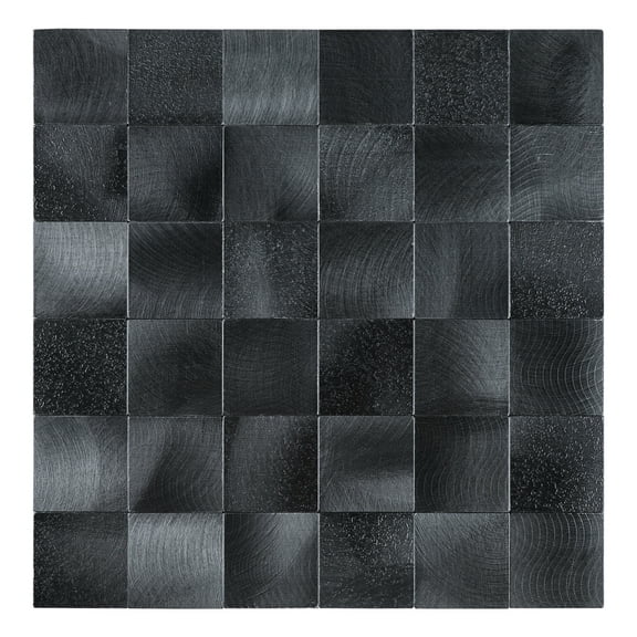 6-Sheet Black Peel and Stick Backsplash Square Tile, 12" x 12" Self Adhesive Embossed Surface Texture Stick on Wall Tiles for Kitchen Bathroom