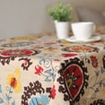 thumbnail image 5 of Windfall Retro Sunflower Pattern Decorative Macrame Lace Tablecloth Heavy Weight Cotton Linen Fabric Decorative Table Cloth Cover Lace Cotton Linen Fabric Tablecloth Table Cover Decor, 5 of 7