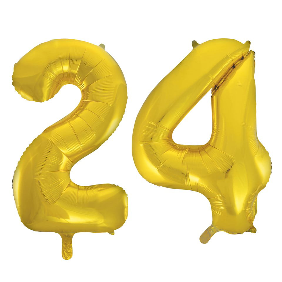 big gold number balloons