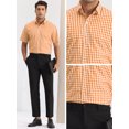thumbnail image 4 of DARING DIVA Men's Checked Short Sleeve Button Plaid Tartan Collared Dress Shirt S Orange, 4 of 6