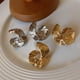 thumbnail image 5 of 2 pares de aretes de aro de oro grueso para mujer, aretes llamativos chapados en oro/plata de moda, aretes de aro dobles abiertos gruesos, livianos, 5 of 5