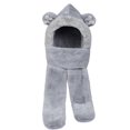 thumbnail image 2 of Gris Conjunto de Bufanda 3 en 1 Bufanda con Capucha cálida para niños Guantes de Felpa Manoplas Gorro de Invierno para niña Patrón Lindo en 3D para Fiesta de Disfraces Regalo de cumpleaños y Navidad, 2 of 5