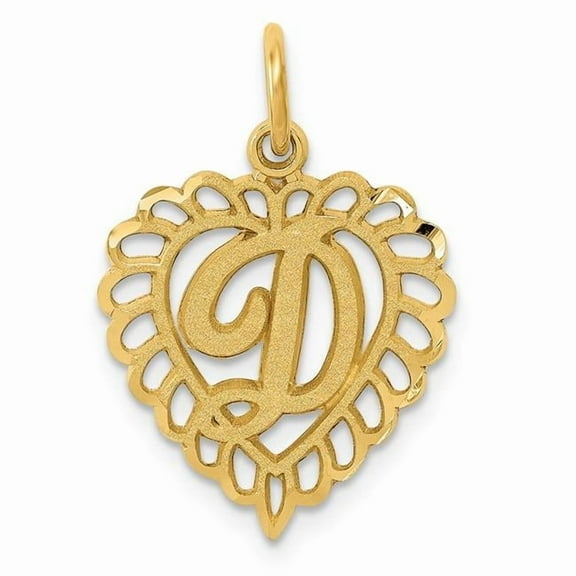 14k Yellow Gold Solid Satin Letter Name Personalized Monogram Initial D Charm 22.8x15.2mm Pendant Necklace for Women