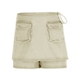 thumbnail image 5 of RYRJJ Womens Denim Skorts Y2k Low Waist Cargo Denim Mini Skirts with Shorts Button Down Bodycon Pencil Jean Skirts(Beige,M), 5 of 7