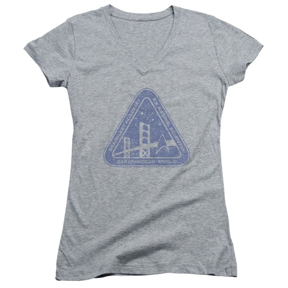 Star Trek Distressed Logo Junior Women's V-Neck T-Shirt Athletic Heather