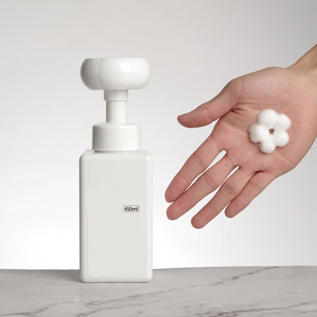 2 Pack 300ML Flower Foam Bottle Refillable Pump Soap Dispenser Bathroom Travel 