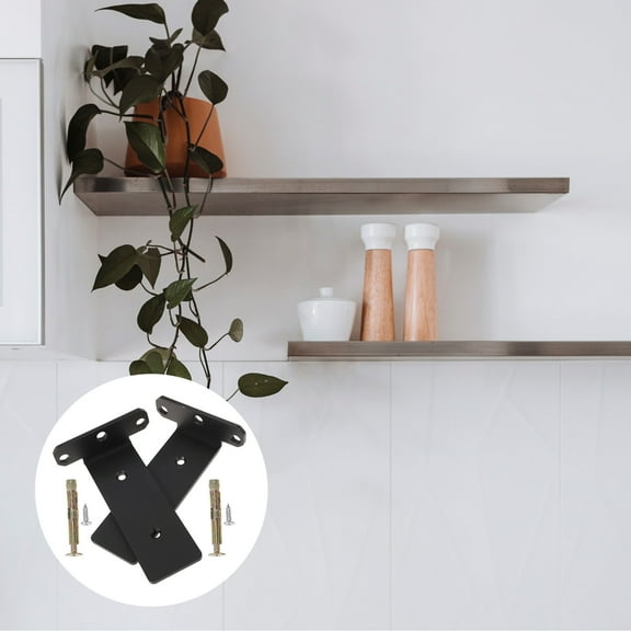 FOLOYORI Black Shelf Bracket Steel 2Pcs For Floating Shelf Installation In Backyard 15X9.7CM