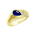 thumbnail image 3 of RYLOS Men's Rings 14K Yellow Gold Ring - Timeless Pear Shape Cabochone Gemstone & Diamonds - Tear Drop Cabochon SAPPHIRE Rings For Men Size 9, 3 of 6