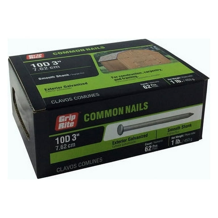 Grip-Rite 8D 2-1/2 in. Box Hot-Dipped Galvanized Steel Nail Flat Head 30 lb Grip-Rite 8D 2-1/2 in. Box Hot-Dipped Galvanized Steel Nail Flat Head 30 lb