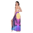 thumbnail image 3 of FORMRS Womens Long Sarong Beach Wrap Semi-Sheer Bikini Skirt Bathing Swimsuit Cover Up, Purple Neon Road, 3 of 7