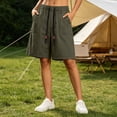 thumbnail image 2 of Tqcoqu Elastic Drawstring Waist Bermuda Shorts for Women,Loose Fit Summer Casual Shorts with Big Patch Pocket,Army Green Women's M-XXXXL, 2 of 7