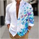 thumbnail image 1 of Camisa para hombre con estampado floral, suave y cómoda, color rosa, azul y verde, informal, de moda, para exteriores, para uso urbano, tallas grandes europeas, XS-6XL, 1 of 6