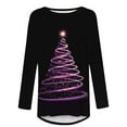 thumbnail image 4 of YUGYXL Womens Fall Fashion Long Sleeve Christmas Pullover Tunic Tops Crewneck Sweatshirt Xmas Printed Holiday Oversized Long Shirts Purple M, 4 of 5