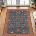 thumbnail image 1 of Washable Kitchen Rugs, 3x5 Area Rug for Large Entryway Indoor, Kitchen Mat, Small Rug for Living Room - Stain Resistant Non Skid Non Slip Rubber Backing, Boho Aethestic Décor (3x5 Navy Blue), 1 of 8