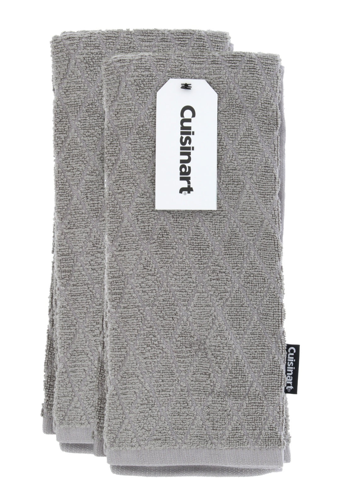 Bark-Effect Design 16 x 26 Absorbent Drizzle Grey 2 Pack Soft and Anti-Microbial-Premium Bamboo / Cotton Blend Cuisinart Bamboo Dish Towel Set-Kitchen and Hand Towels for Drying Dishes / Hands 