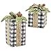 thumbnail image 3 of RAZ Imports Set of 2 Black and White Checked Presents with Burlap Ribbon Greenery and Pine Cones 6.5 Inch - 10.5 Inch, 3 of 3