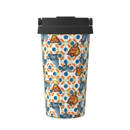 

KLL Butterflies Wild Insect Pattern Stainless Steel Vacuum Insulated Tumbler - Carry Insulated Coffee Mug - Reusable Insulated Cold Brew Iced Coffee Cup Thermos