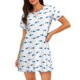 thumbnail image 1 of JUNZAN Chemise de Nuit à Manches Courtes Imprimé Requin Mignon pour Femmes, Confortable, Col Rond, Robe de Nuit Mignonne à Volants, 1 of 6