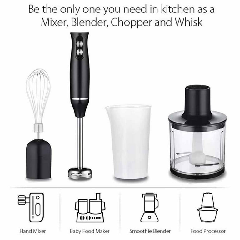 FKN Immersion Blender Handheld with 4 Interchangeable Blades, 6-in-1 Hand  Blender Electric with 8 Speed and Turbo Mode,Hand Held Blender Stick with