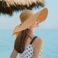 thumbnail image 4 of Floppy Big Beach Sombreros de Paja para Mujer Plegable Verano ala Ancha Sombrero para el Sol Plegable Sombrero de Paja de Viaje para Mujer Sombrero Fedora, 4 of 5