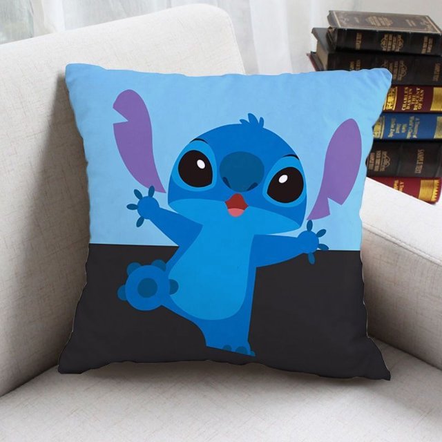 Funda de almohada de Lilo y Stitch, cubierta de cojín de sofá, decoración de la habitación del hogar, regalo para niños, Dragón de la suerte