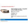 thumbnail image 2 of Right Headlight Assembly - Compatible with 2014 BMW 535i xDrive, 2 of 2
