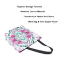 thumbnail image 3 of Open Top Canvas Tote Bag with Zipper Reusable Shopping Bag 13.5x15" Roomy Carryall Elegant Shapes with Flowers, 3 of 9