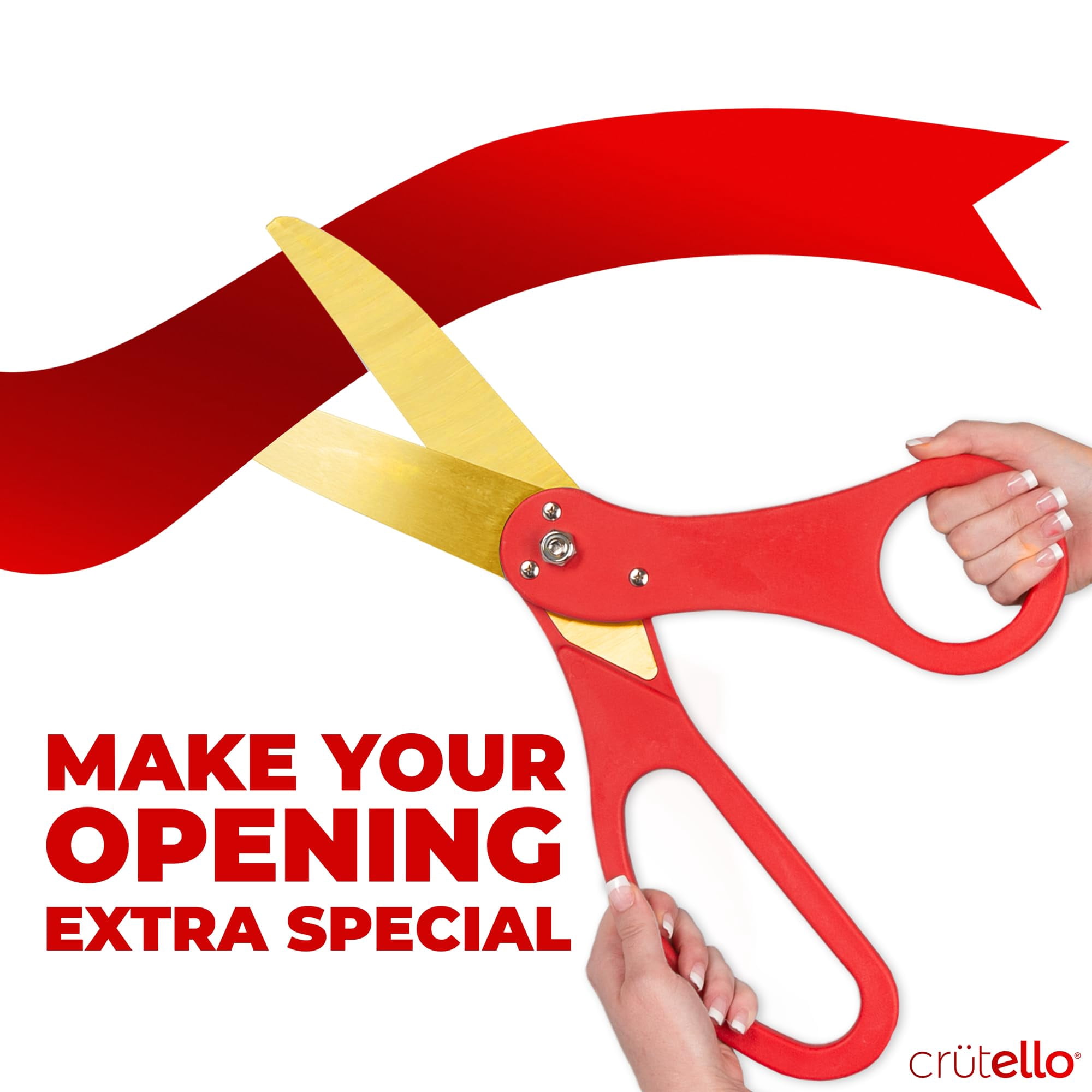 Crutello Ribbon Cutting Ceremony Kit - 20"Giant Red Scissors with Grand Opening Banner and 30 Foot Large Red Ribbon 4"Wide, 20 Balloons, 90 ft Balloon and 20 Feet Banner Rope for Decorations