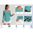 thumbnail image 4 of Rosvigor Womens Workout Tops V Neck Tee Shirts Quick Dry Long Sleeve Shirts for Women Loose Activewear Tops for Yoga Running Gym, 4 of 8